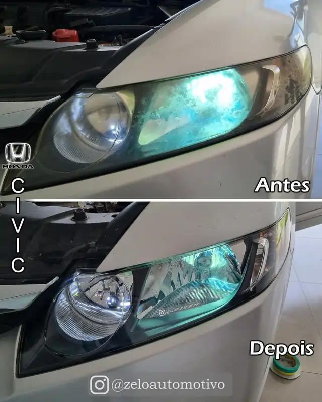 Remoção de manchas do farol do Civic